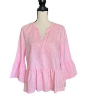 Lily Pulitzer Bekah Linen Pink flared cuff sleeves Top. . Size M