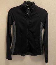 Athleta CYA Hope Zip Up Jacket In Black With Gray Accents Size Small