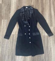 Womens  Black Pearl Button Pea Coat - 6