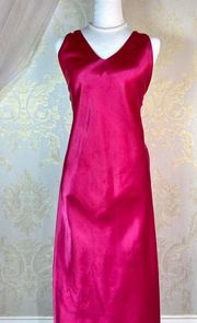 Frederick's Of Hollywood Vintage Raspberry Satin Maxi Dress