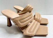 Abound Shoes Womens Size 7 Qarly Heeled Tan Square Toe Slip On Sandals