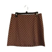 Hippie Rose Gingham XL Brown stretchy waistband pencil skirt