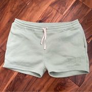 Self Love Club Embroidered High Waisted Sweat Shorts Sage Green with Pockets