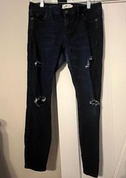 Vineyard Vines Jeans Womens Size 8 Blue Denim Skinny Stretch Dark Wash‎ Ripped