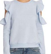 Rebecca Minkoff Gracie Cold Shoulder Sweatshirt Blue Sz L