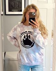 We Can Make It Smiley Face Thumbs Up Purple & White Tie Dye Crewneck