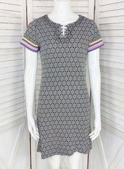 Rafaella Geometric Print T-shirt Dress Black Pink Multi Small