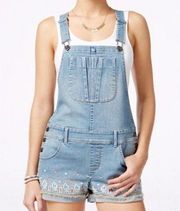 American Rag Denim Overalls Shortalls Embroidered Juniors Blue Size 5