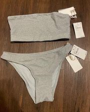 Good American Size 1 (small) 2-piece Bikini Set - Silver Sparkle Silver NWT