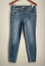 Old Navy Rockstar Super Skinny Mid Rise Ankle Button Fly Stretch Jeans Raw Hem 4