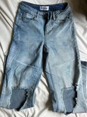 straight leg high rise jeans