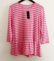 NWT eight eight eight Pink striped Peplum Top Sz M