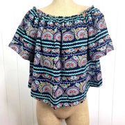 Romeo & Juliet Couture Cropped Boxy Off Shoulder Embroidered Top SZ M