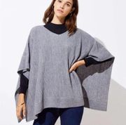 Ann Taylor LOFT Gray Ribbed Poncho Sweater XS/S