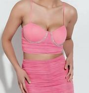 Akira Persephone Pink Mesh Rhinestone Trim Crop Tank Tank Top Women’s Size XL