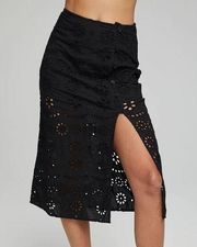 CHASER Belle Midi Skirt in Black Onyx