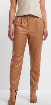 Express Camel Tan Super High Waisted Vegan Leather Ankle Pant Pockets size 0R