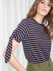 & Other Stories Striped Tie T-Shirt Size 4 US