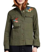 Embroidered Field Utility Shirt Jacket Green Multi Size Small
