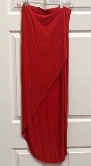 DARK ORANGE MAXI SKIRT HIGH LOW SIZE SMALL