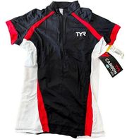 TYR Carbon Women's Cycling Jersey 1/2 Zip Black Red White - Size XS - $200