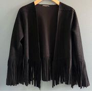 Merve Moda by Ayhan Black Fringe Jacket