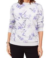 Karen Scott Floral-Print Fleece Sweatshirt