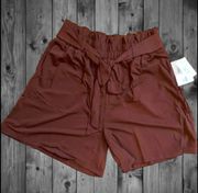 3XL Ella Paper Bag Shorts - Bermuda Length - Solid Brown Pockets NIB