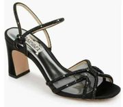 Hey Black Embellished Block Heel Crystal Sandals Size 8.5 Womens