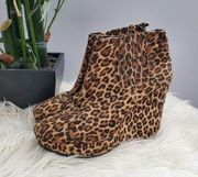 BCBGeneration Leopard Print Pull On Ankle Wedge Booties Size 11B