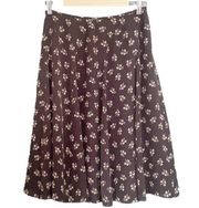 Sundance 100% Silk Midi Skirt Black With Gold Wildflower Print Women’s Size 4