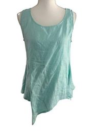 FOR CYNTHIA Light Aqua Linen Blend Tank Top Size Small