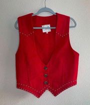 Vintage red denim studded vest