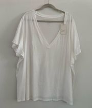 White Women's Plus Size Short Sleeve V-Neck T-Shirt Size 4X