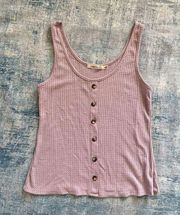 Liberty Love Lavender Mauve Waffle Knit Tank Top Large