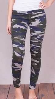 Camo Camouflage Navy Blue olive Green Gray Moto Leggings