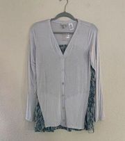 NWT logo by Lori Goldstein chiffon back cardigan size xs