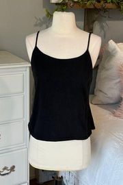 Black Cami Spaghetti Strap Cotton Tank Crop Relativity Petite Large Bra Shelf