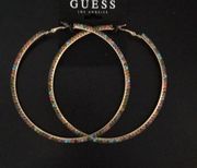 Large Guess Multi Colored Crystal Hoops