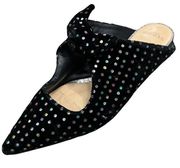 Alexandre Birman Black Rainbow Velvet Polka Dot Bow Pointed Toe Mules 40 / 9.5