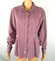 The North Face Plaid Button Up Long Sleeve Shirt Red White Blue Polyester Nylon