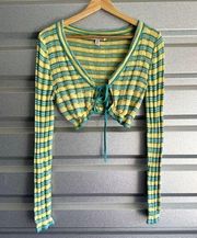 Urban Outfitters  Cardigan Womens Size M Striped Knit Cropped Colorful Coquette