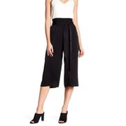 West Kei  Pants Trousers Small Black Women's Cropped Wide Leg Satin Tie Front