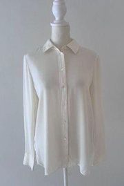 Vince Slim Fitted Stretch-Silk long sleeve Blouse size Small