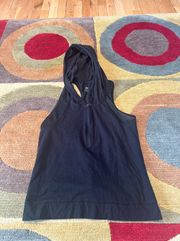 Sport Black Hooded Athletic Thin Cotton Tank Women’s Small