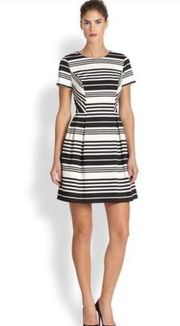 Shoshanna Striped Dress 4 Porter Road Ponte Mini Black White Short Sleeve Small