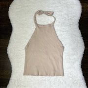 Forever 21  Beige Cropped Knit Halter Tank Top