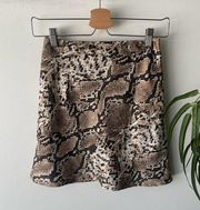 Showpo Skirt Womens 2 Brown Snake Skin Animal Print Summer Mini Party