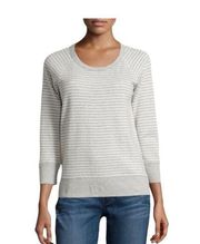 James Perse Standard Striped Crewneck Sweatshirt Gray Size 2(M) Coastal Classic