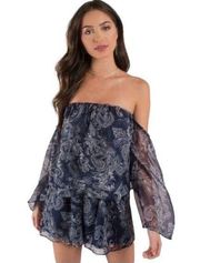 The Jetset Diaries Midnight Paisley Print Romper Blue Size Small Sz S New